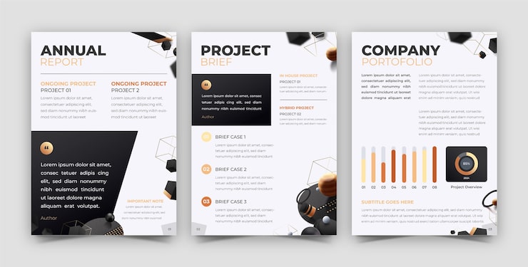 Project brief document template preview displaying structured project scope, timeline, ownership, and approval sections